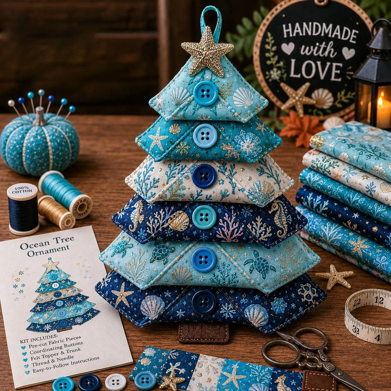 🎁🧵Layered Fabric Tree Ornament DIY Sewing Kit
