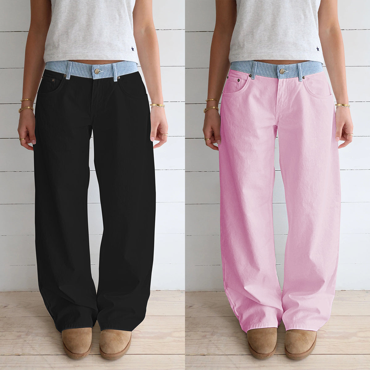 Women's Casual Wide-Leg Straight-Leg Jeans