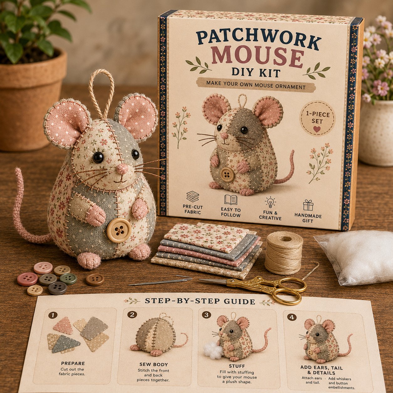 🧵DIY Patchwork Animal Kit – Create Your Own Adorable Animals