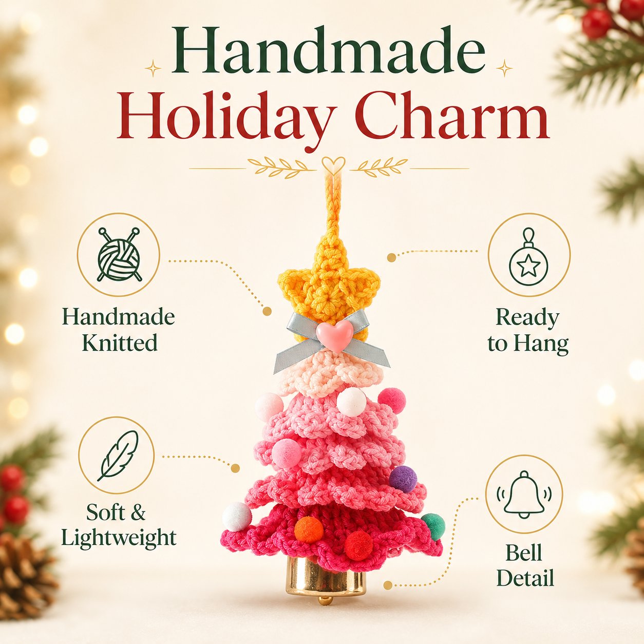 🎄Crochet Christmas Tree with Star Topper — Handmade Tabletop Holiday Decor Gift✨