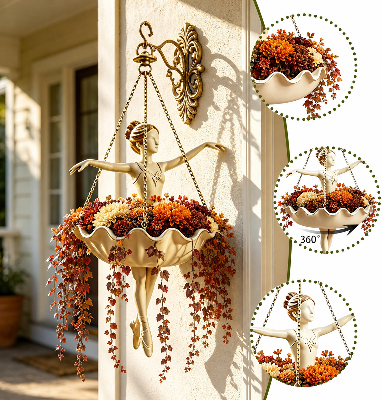 Whimsical Ballet Dancer Hanging Planter – Autumn Garden Decor For Porch & Patio
