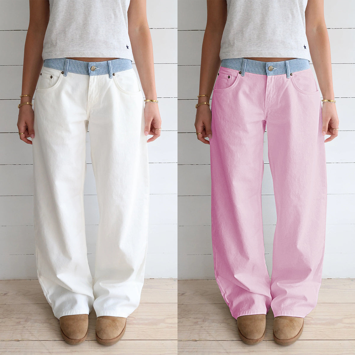 Women's Casual Wide-Leg Straight-Leg Jeans