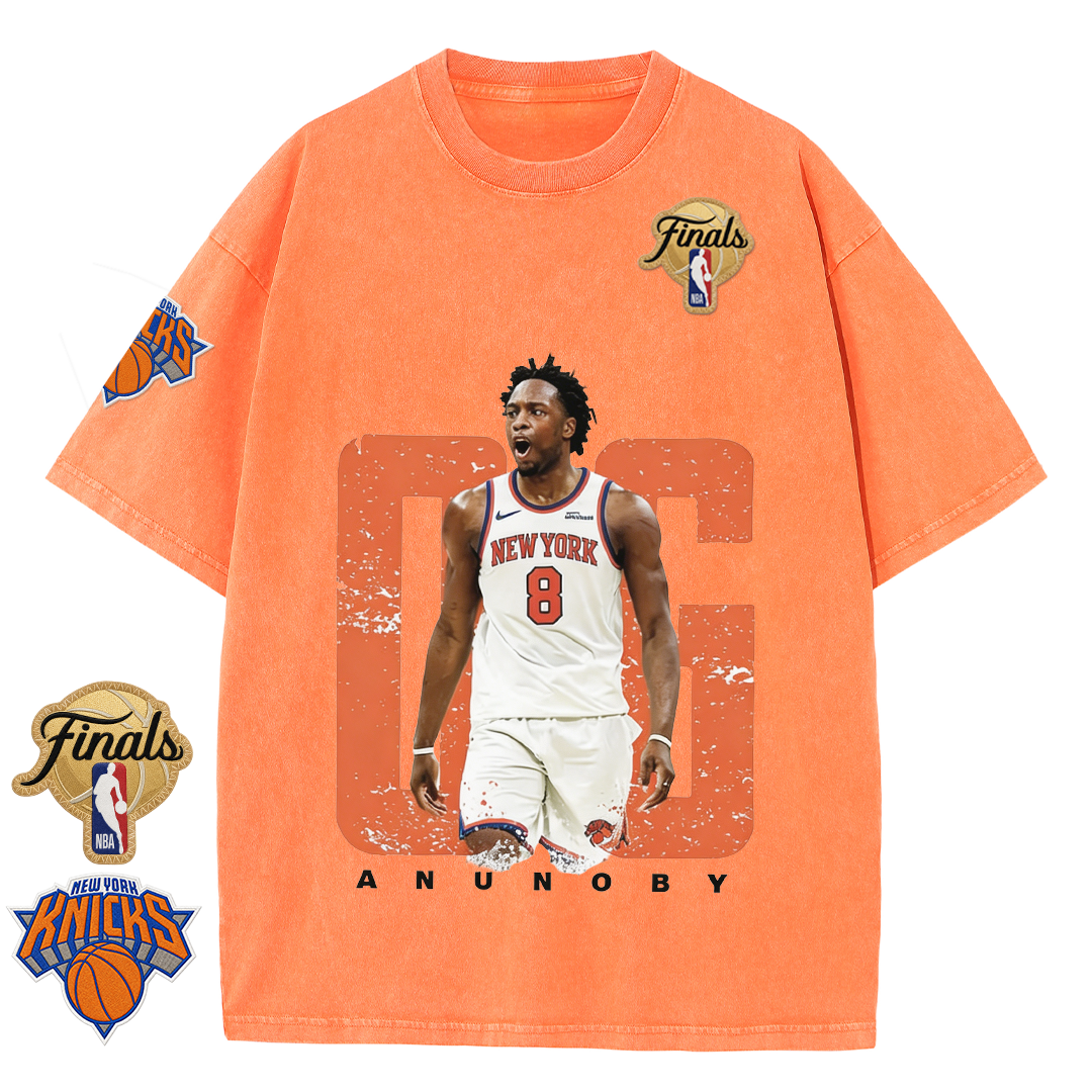NY Basketball Vintage Washed Finals Premium Patch Tee