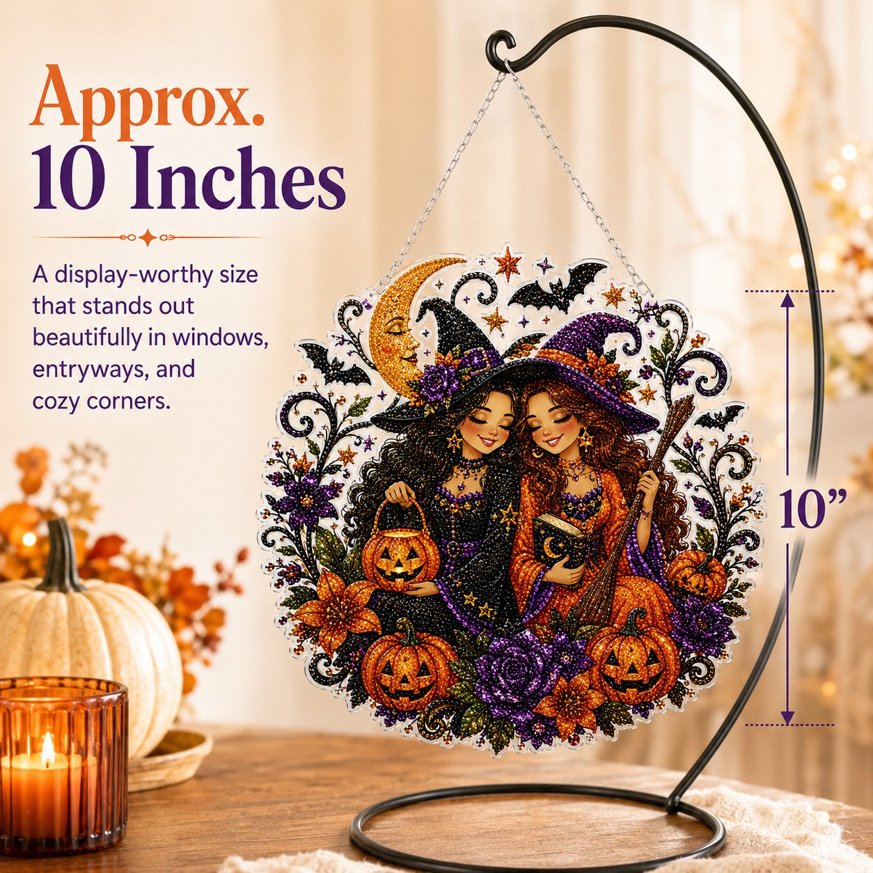 🧙‍♀️🎃DIY Halloween Witch Friendship Diamond Art Window Suncatcher