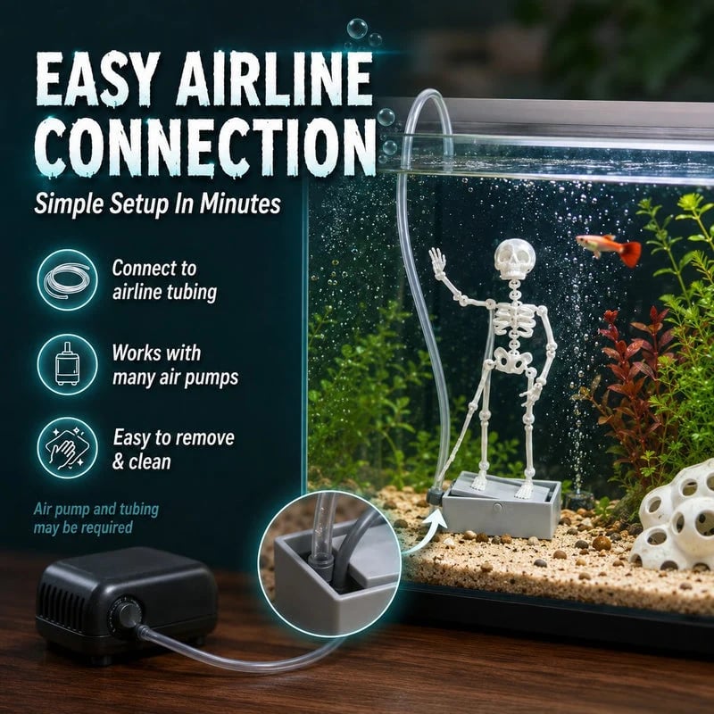 Air-Driven Dancing Skeleton Aquarium Ornament💀