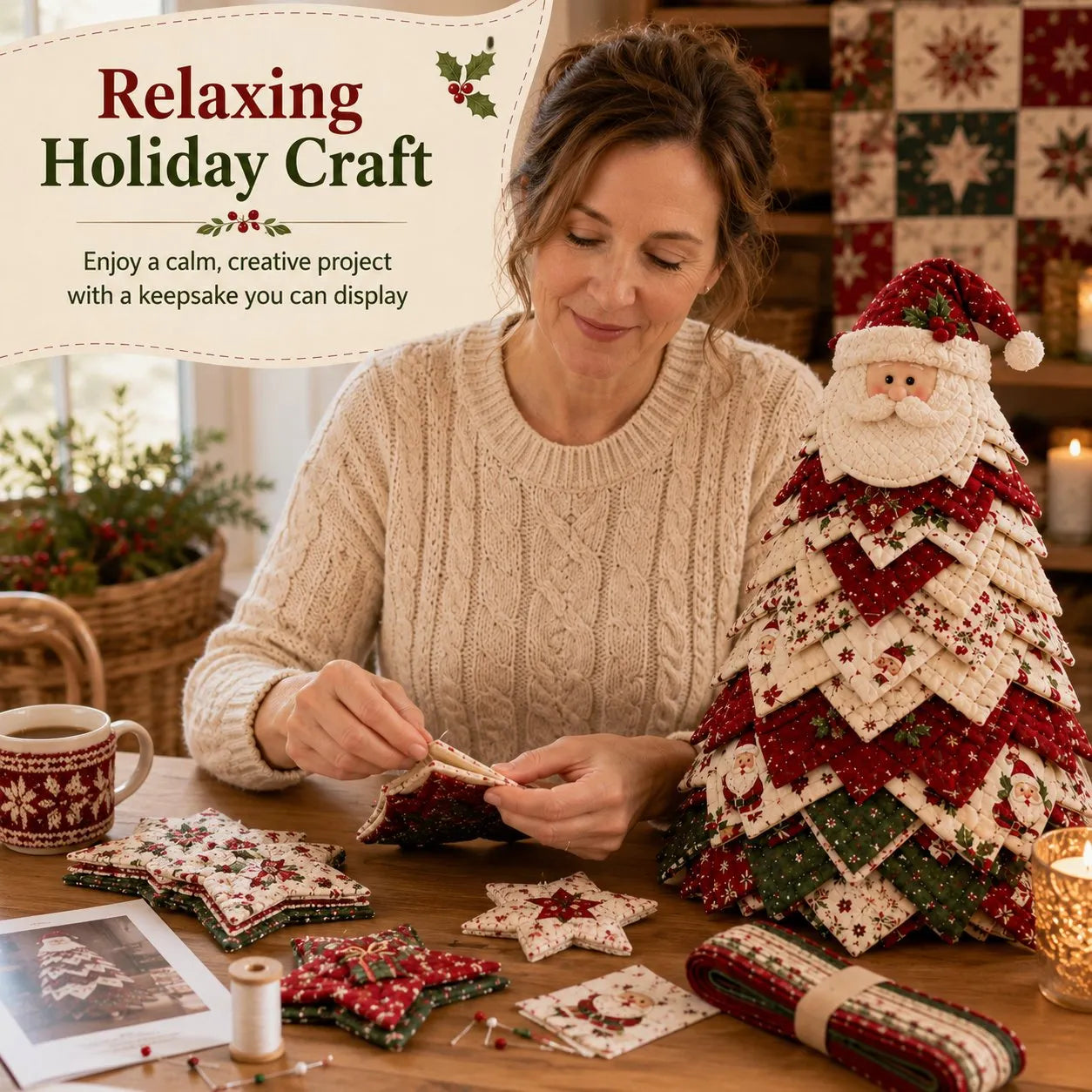 🎄🎅DIY Quilted Santa Christmas Tree Kit🎁