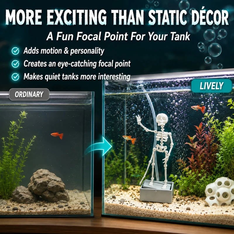 Air-Driven Dancing Skeleton Aquarium Ornament💀