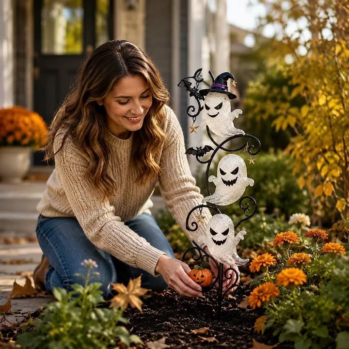 👻 Solar Halloween Little Ghost Garden Stake Light