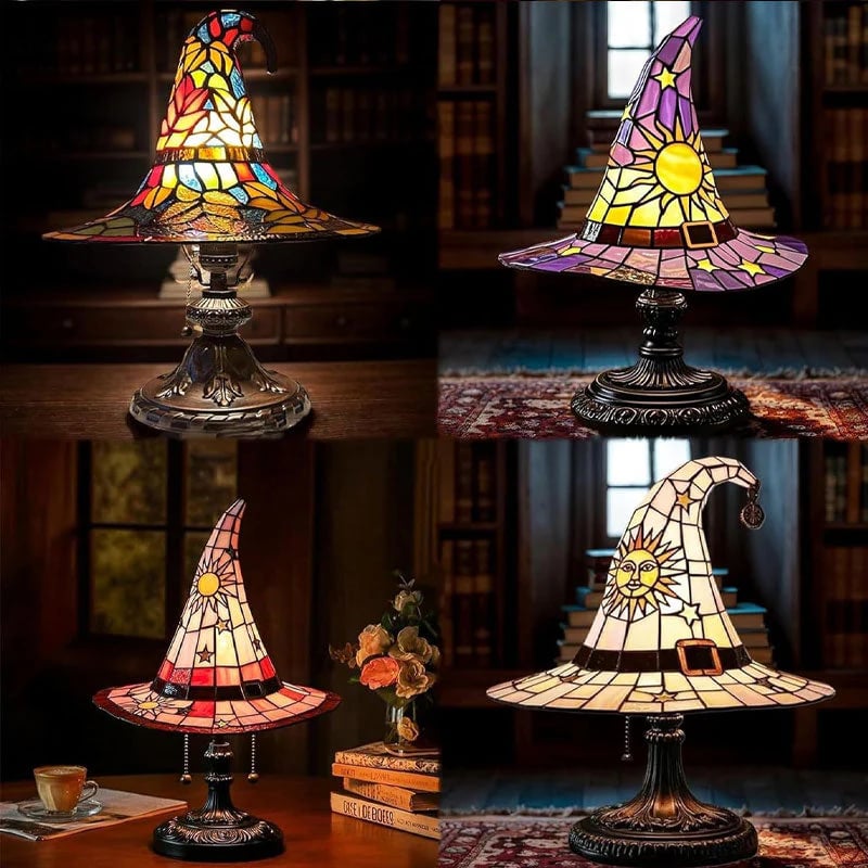 ♠️Witch Hat Night Light & Stained Glass Witch Hat Lamp🎁