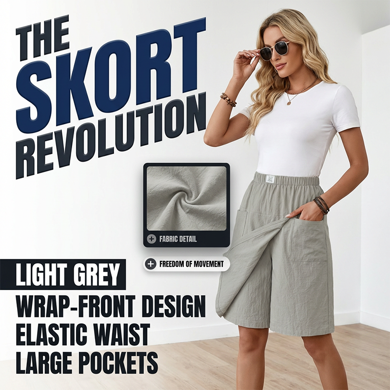 🩳New arrival 75% OFF💥Women's Casual Elastic Waist Wrap Skort