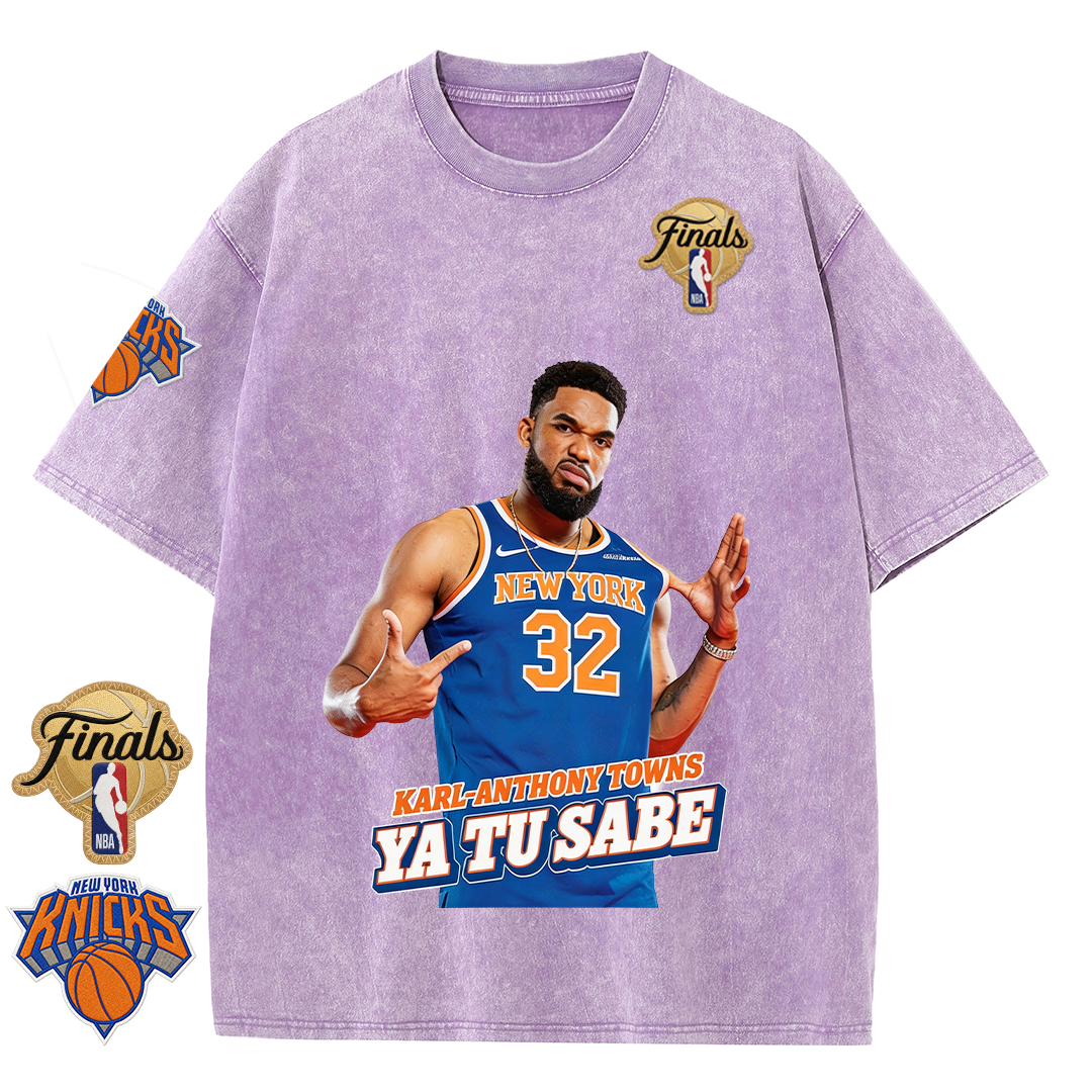NY Basketball Vintage Washed Finals Premium Patch Tee