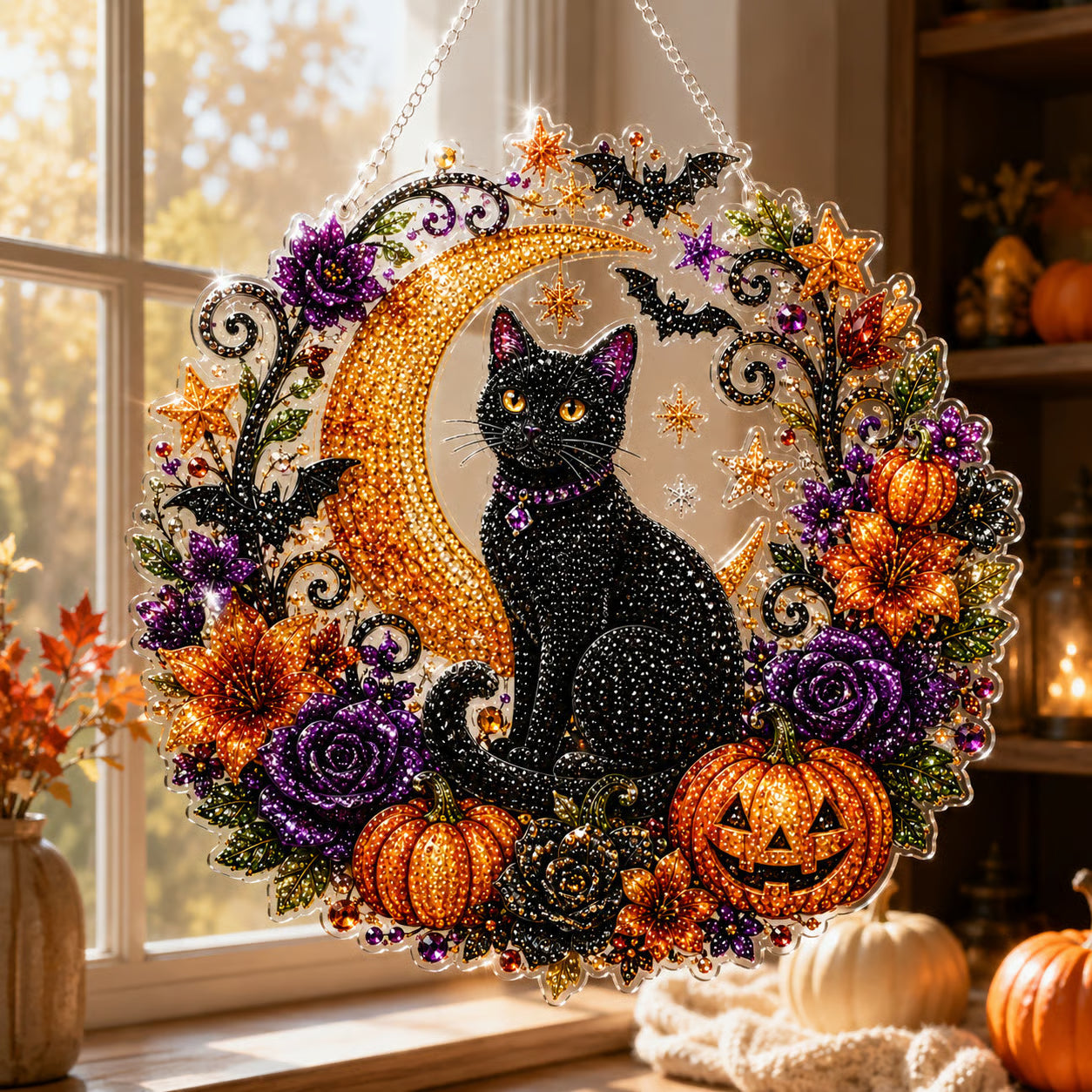 🧙‍♀️🎃DIY Halloween Witch Friendship Diamond Art Window Suncatcher