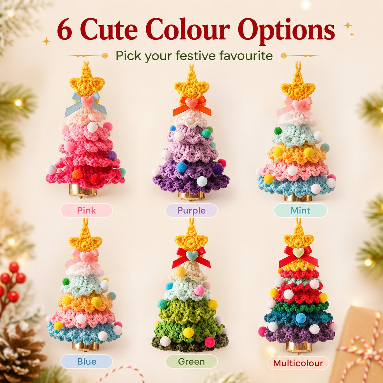 🎄Crochet Christmas Tree with Star Topper — Handmade Tabletop Holiday Decor Gift✨