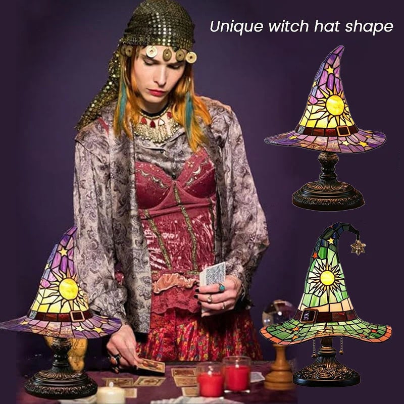 ♠️Witch Hat Night Light & Stained Glass Witch Hat Lamp🎁