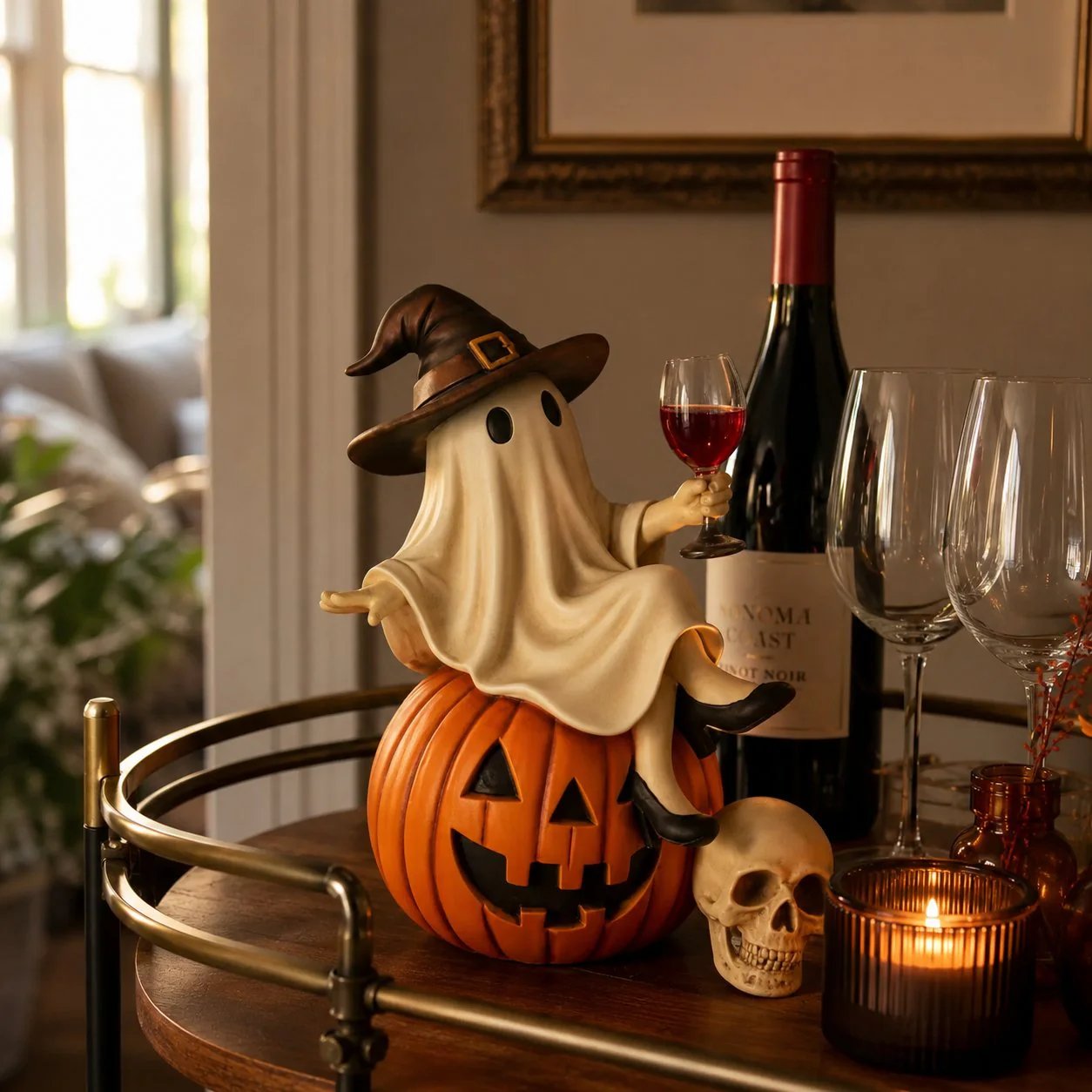 👻🍷Ghost Wine Night Halloween Decor