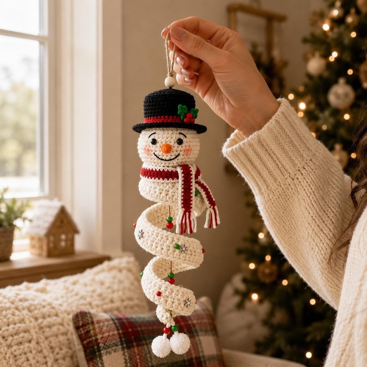 🎅🌲Crochet Snowman Spiral Oranment DIY Kit