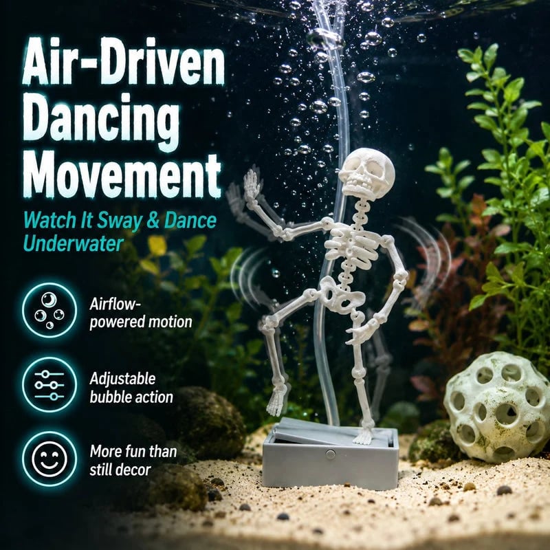 Air-Driven Dancing Skeleton Aquarium Ornament💀