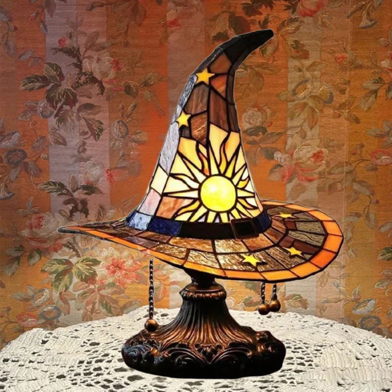 ♠️Witch Hat Night Light & Stained Glass Witch Hat Lamp🎁
