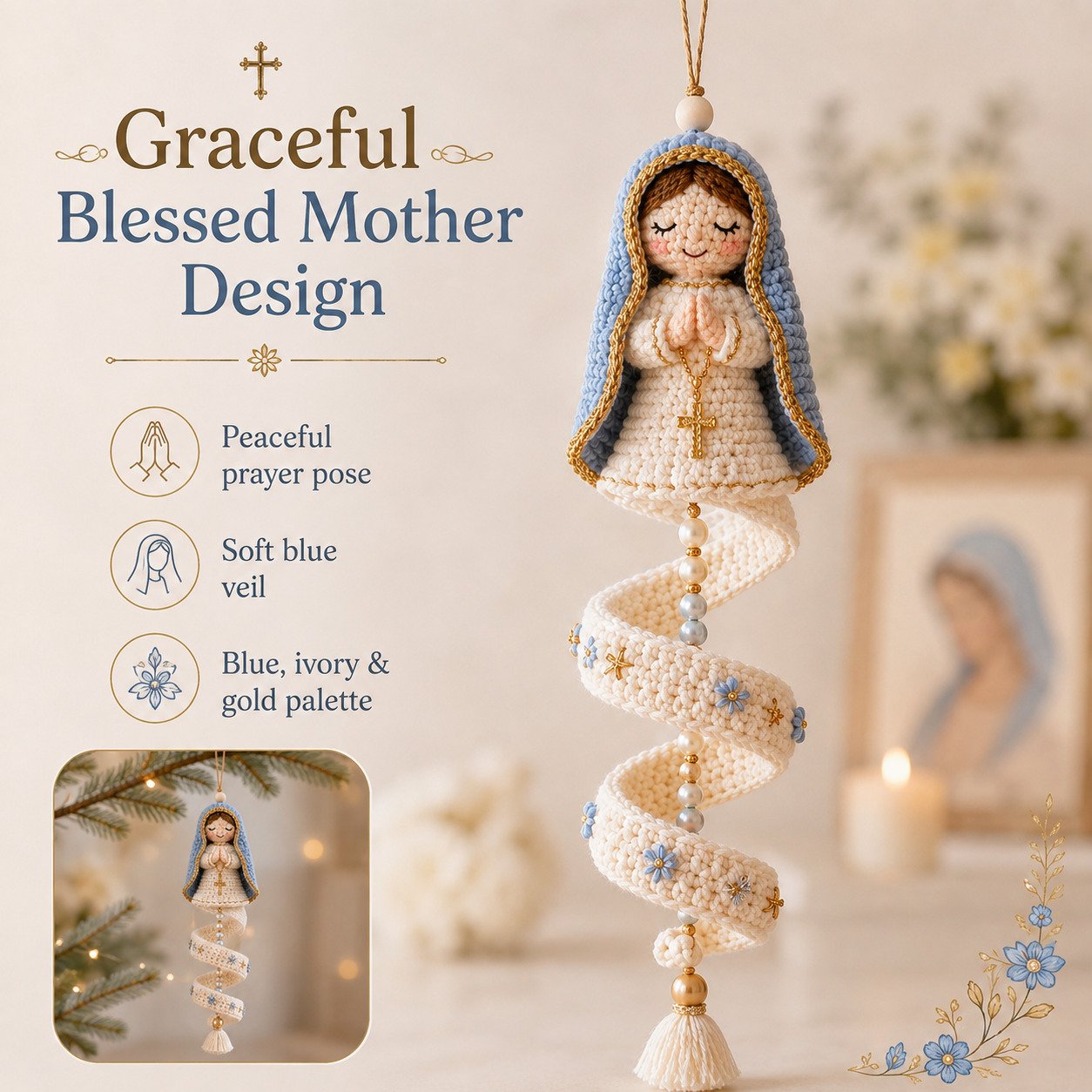 🔥 LAST DAY: 50% OFF – ✨ DIY crochet kit for a spiral Madonna pendant – create your own heavenly keepsake 🙏🧶