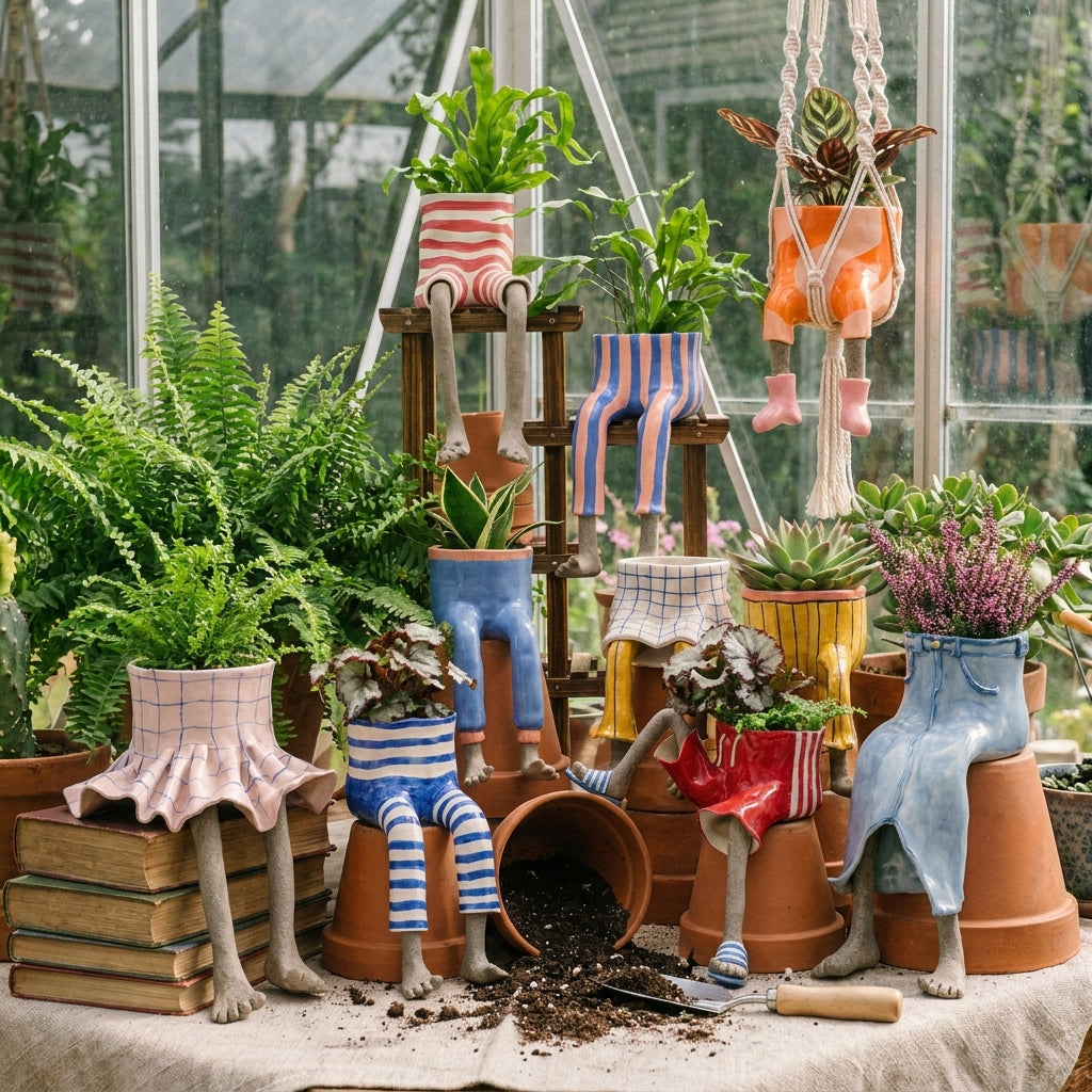 🎃 Limited Halloween Sale 👻 The Hanging Legs Family™ Whimsical Hanging Legs Planter – Spooky & Adorable Home Decor
